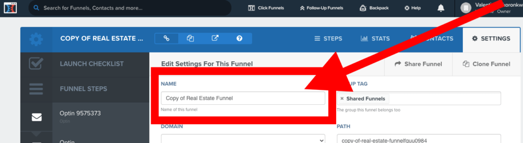 change funnel name