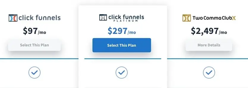 clickfunnels pricing table